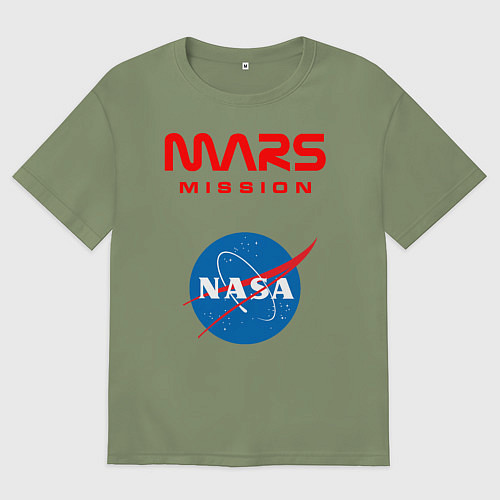 Мужская футболка оверсайз Nasa Mars mission / Авокадо – фото 1