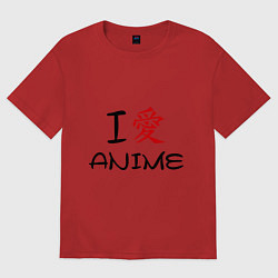 Футболка оверсайз мужская I love anime, цвет: красный