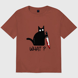 Футболка оверсайз мужская What cat, цвет: кирпичный