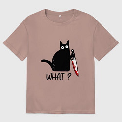 Футболка оверсайз мужская What cat, цвет: пыльно-розовый