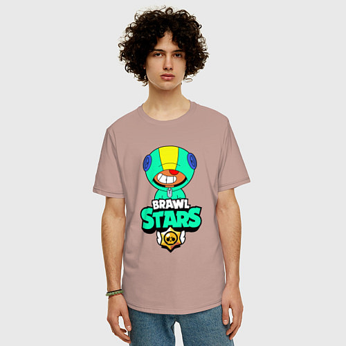 Мужская футболка оверсайз Brawl Stars LEON / Пыльно-розовый – фото 3