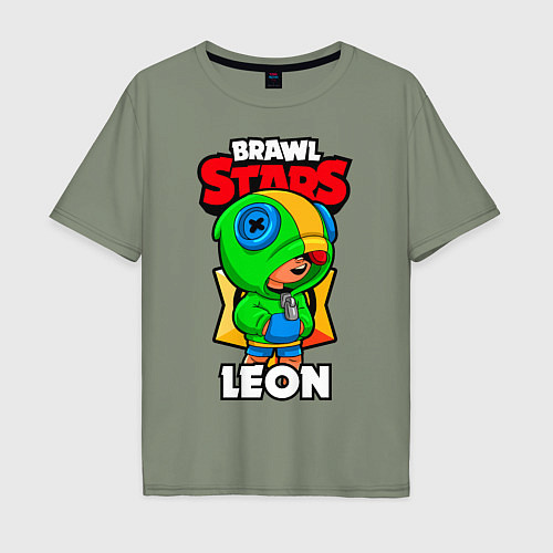 Мужская футболка оверсайз BRAWL STARS LEON / Авокадо – фото 1