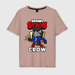 Футболка оверсайз мужская BRAWL STARS CROW, цвет: пыльно-розовый