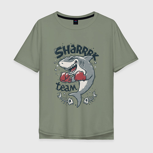 Мужская футболка оверсайз Shark Team / Авокадо – фото 1