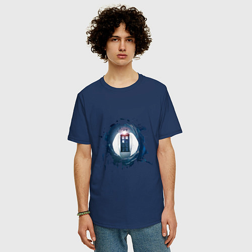 Мужская футболка оверсайз DOCTOR WHO / Тёмно-синий – фото 3