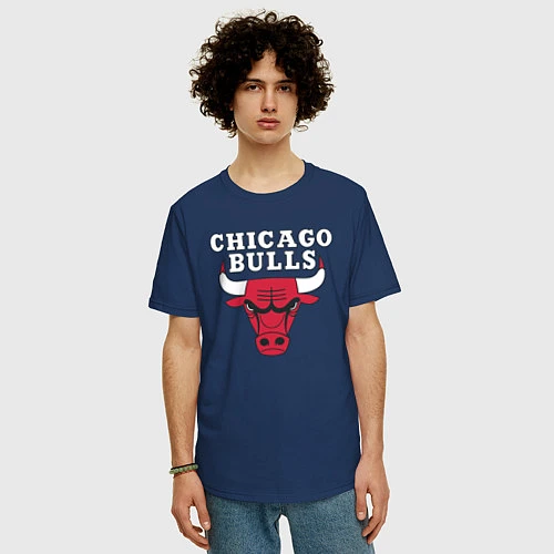 Мужская футболка оверсайз CHICAGO BULLS / Тёмно-синий – фото 3