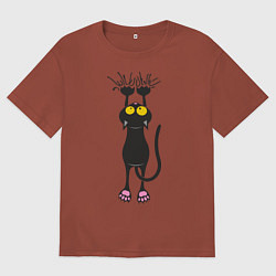 Футболка оверсайз мужская Висящий кот, цвет: кирпичный