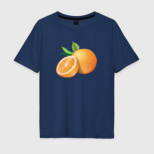 Мужская футболка оверсайз Апельсины / Тёмно-синий – фото 1