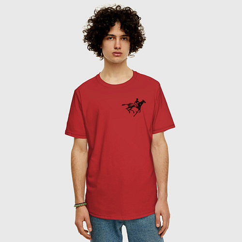 Мужская футболка оверсайз Всадник на коне / Красный – фото 3