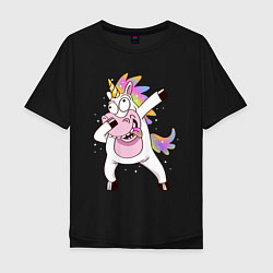 Футболка оверсайз мужская Dabbing Unicorn, цвет: черный