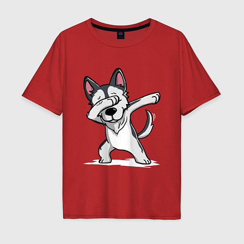 Мужская футболка оверсайз Dabbing Dog / Красный – фото 1