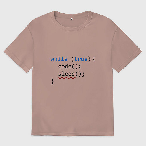 Мужская футболка оверсайз Code - sleep / Пыльно-розовый – фото 1
