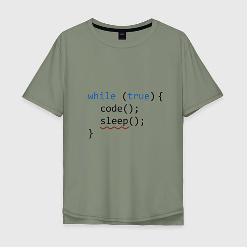 Мужская футболка оверсайз Code - sleep / Авокадо – фото 1