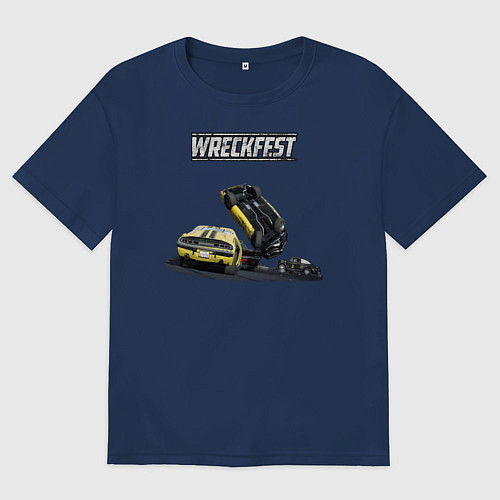 Мужская футболка оверсайз Wreckfest / Тёмно-синий – фото 1
