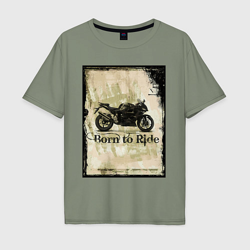 Мужская футболка оверсайз Born to Ride / Авокадо – фото 1