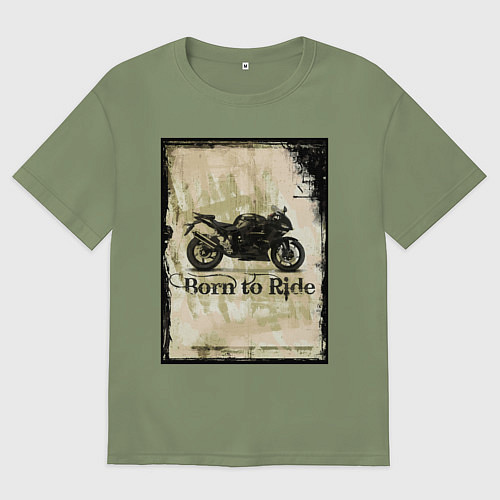 Мужская футболка оверсайз Born to Ride / Авокадо – фото 1