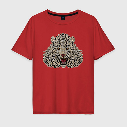 Мужская футболка оверсайз Metallized Leopard / Красный – фото 1
