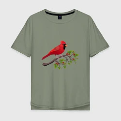 Мужская футболка оверсайз Красный кардинал