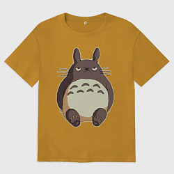 Футболка оверсайз мужская Грустный Тоторо, цвет: горчичный