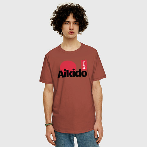 Мужская футболка оверсайз Aikido / Кирпичный – фото 3