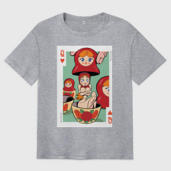 Футболка оверсайз мужская Матрешка, цвет: меланж