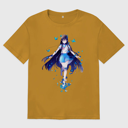 Мужская футболка оверсайз Пархай как бабочка / Горчичный – фото 1