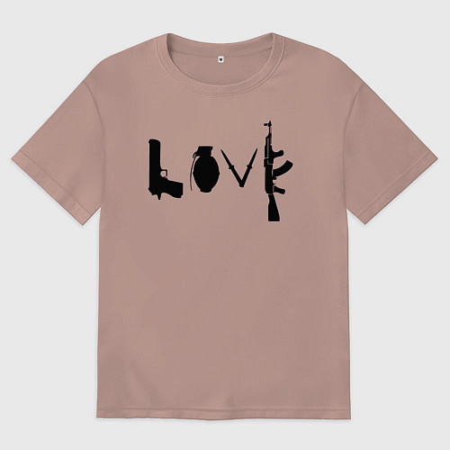 Мужская футболка оверсайз Banksy LOVE / Пыльно-розовый – фото 1