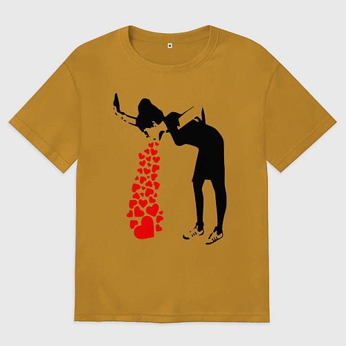 Мужская футболка оверсайз Banksy / Горчичный – фото 1