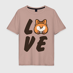 Мужская футболка оверсайз Love Corgi