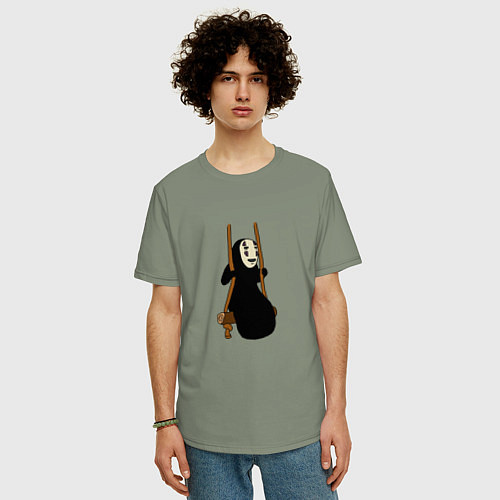 Мужская футболка оверсайз Безликий на качелях / Авокадо – фото 3