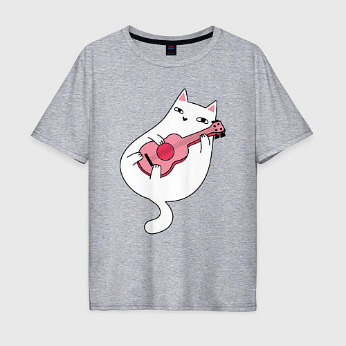 Мужская футболка оверсайз Music Cat / Меланж – фото 1