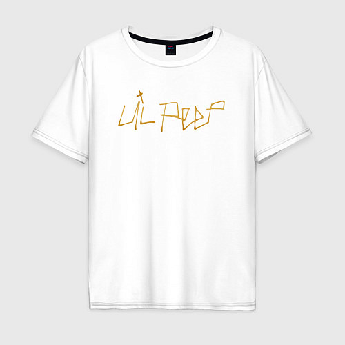 Мужская футболка оверсайз LIL PEEP GOLDEN LOGO / Белый – фото 1