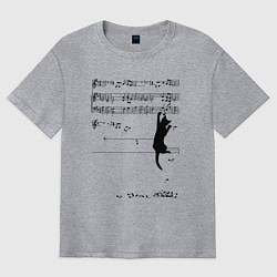 Мужская футболка оверсайз Music cat