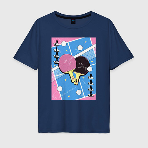 Мужская футболка оверсайз Ping pong / Тёмно-синий – фото 1