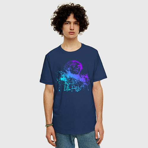 Мужская футболка оверсайз LIL PEEP / Тёмно-синий – фото 3