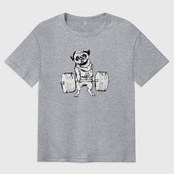 Мужская футболка оверсайз Мопс пауэрлифтер