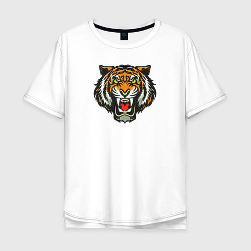 Мужская футболка оверсайз Тигр / Белый – фото 1