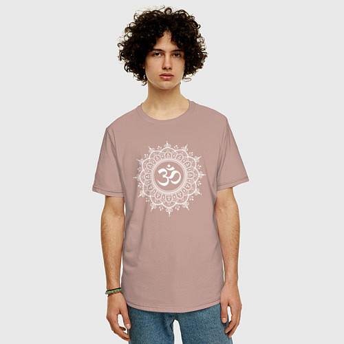 Мужская футболка оверсайз Ом Мандала Dark / Пыльно-розовый – фото 3