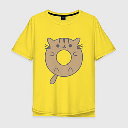 Футболка оверсайз мужская Котик - пончик, цвет: желтый