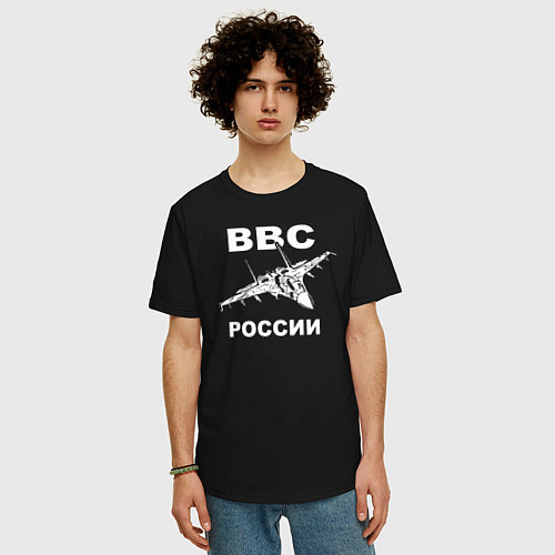 Мужская футболка оверсайз ВВС России / Черный – фото 3