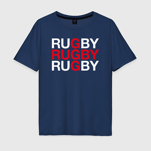 Мужская футболка оверсайз Rugby Регби / Тёмно-синий – фото 1