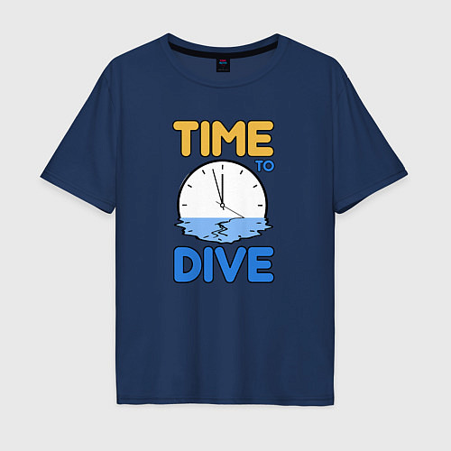 Мужская футболка оверсайз Time to dive / Тёмно-синий – фото 1