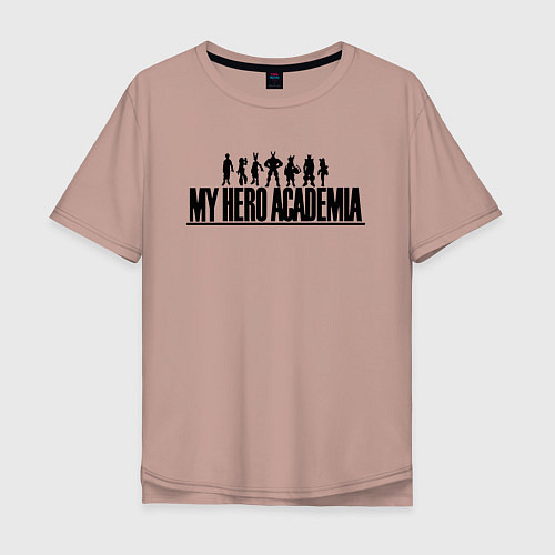 Мужская футболка оверсайз My Hero Academia лого с героями / Пыльно-розовый – фото 1