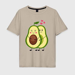 Футболка оверсайз мужская Влюбленные Веганы Авокадо, цвет: миндальный