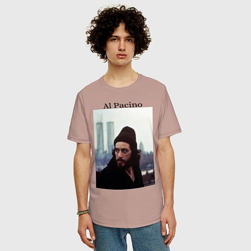 Мужская футболка оверсайз Аль Пачино / Пыльно-розовый – фото 3