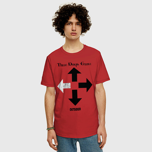Мужская футболка оверсайз Three Days Grace / Красный – фото 3