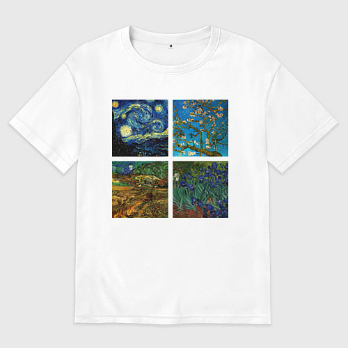 Мужская футболка оверсайз Ван Гог картины / Белый – фото 1