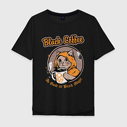 Мужская футболка оверсайз Black Coffee Cat