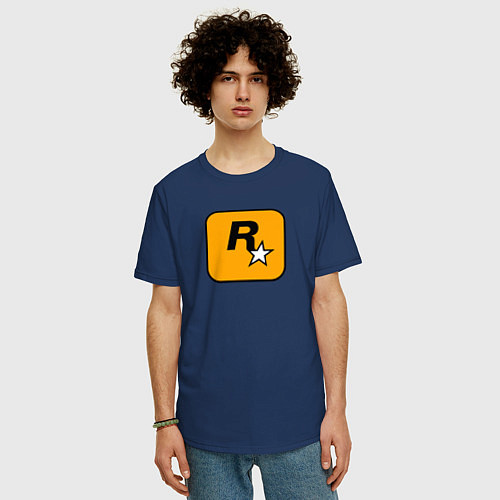 Мужская футболка оверсайз Rockstar Games / Тёмно-синий – фото 3