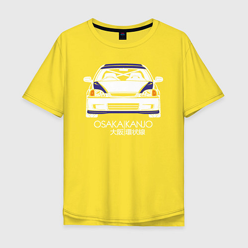 Мужская футболка оверсайз Honda Civic EK, Osaka Kanjo / Желтый – фото 1